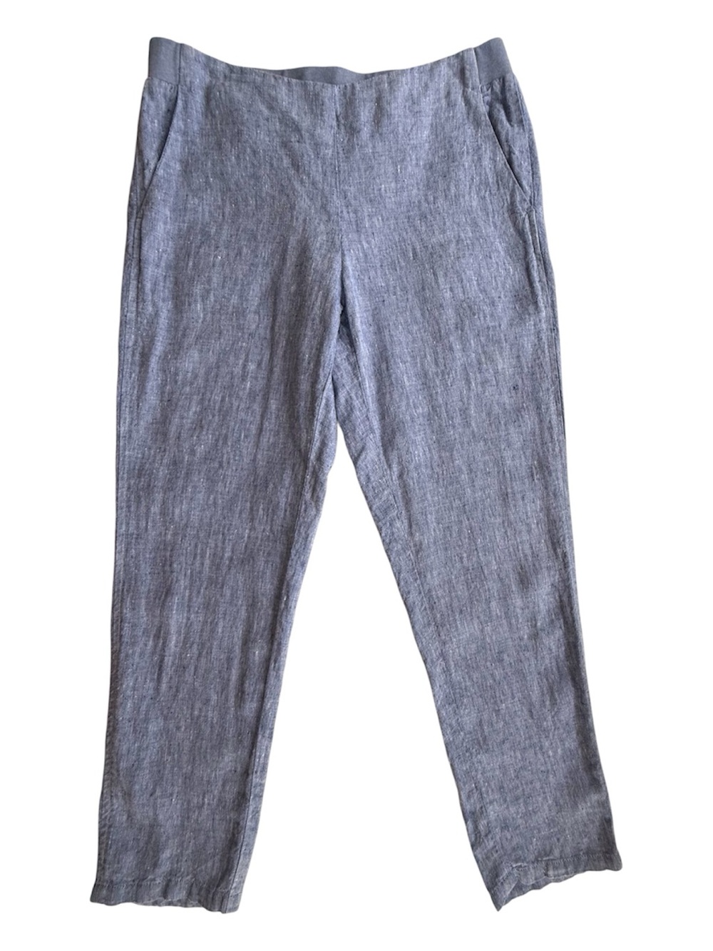 J. Jill Love Linen chambray blue pull-on straight leg pants with pockets Size XS